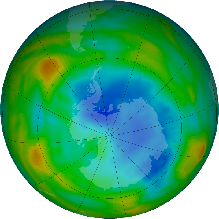 Antarctic ozone map for 25 July 1998